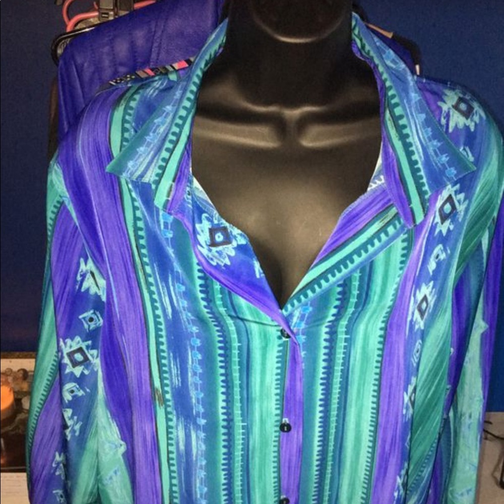 Plus Size Patterned Dress Shirt 4S